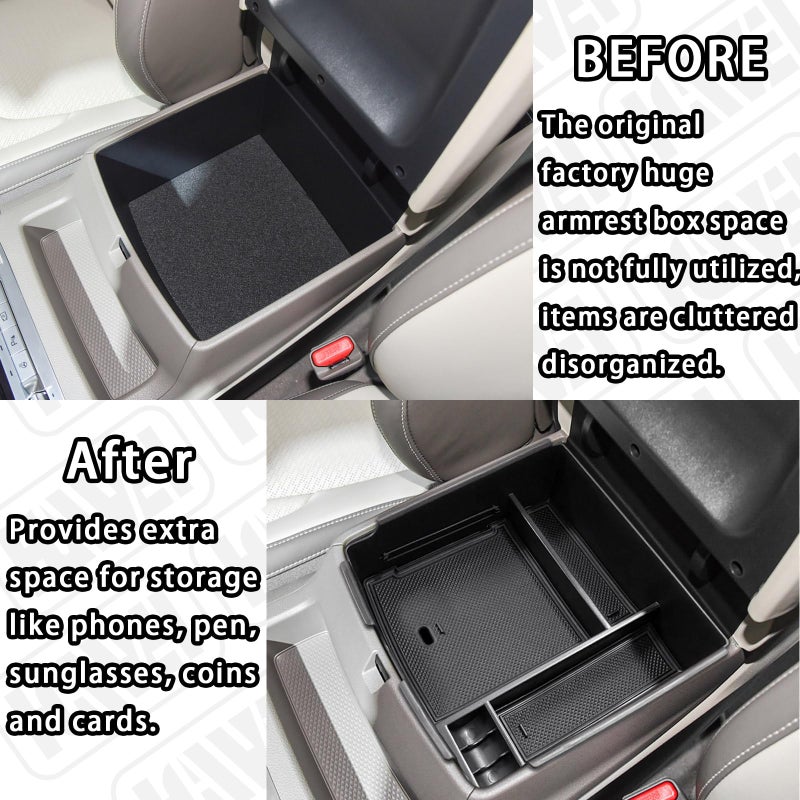 HGWEI Center Console Organizer Compatible with Kia Carnival KA4 MPV 2022 2023 2024 Accessories Armrest Storage Box, Secondary Insert Tray Coin Holder, Black - Image 3